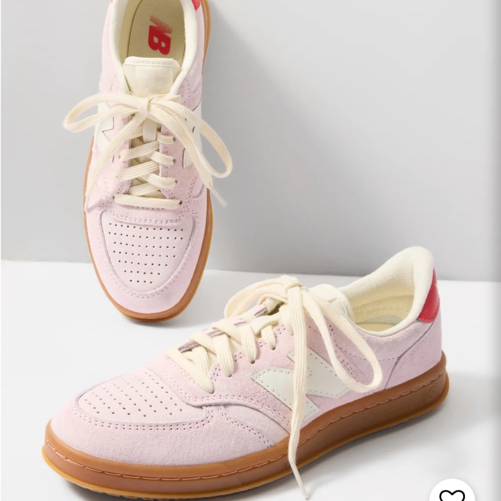 New Balance T500 Court Light Pink and White Sneakers